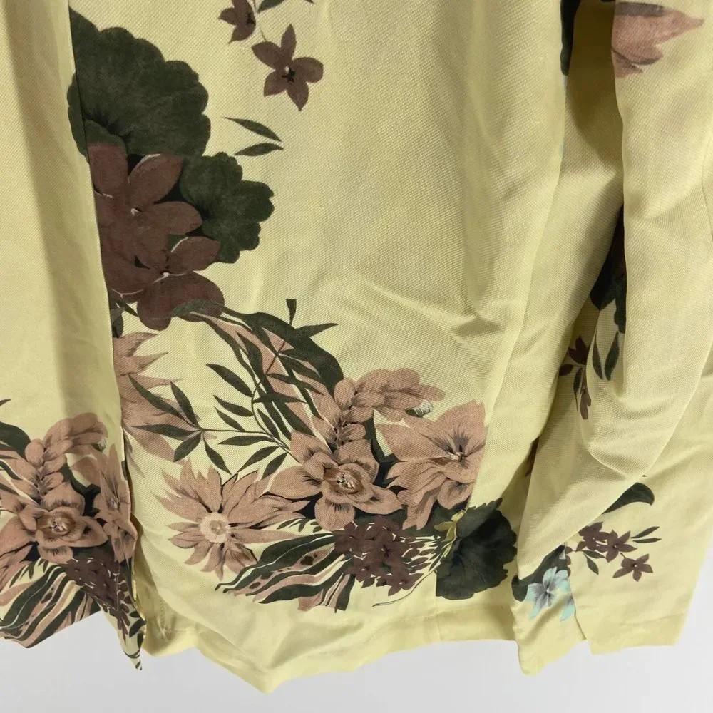 Katia G pastel Yellow large print one button floral blazer NWT Womens 46 or US